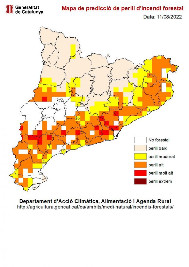 Máxima alerta por el peligro de incendio en las comarcas de Tarragona